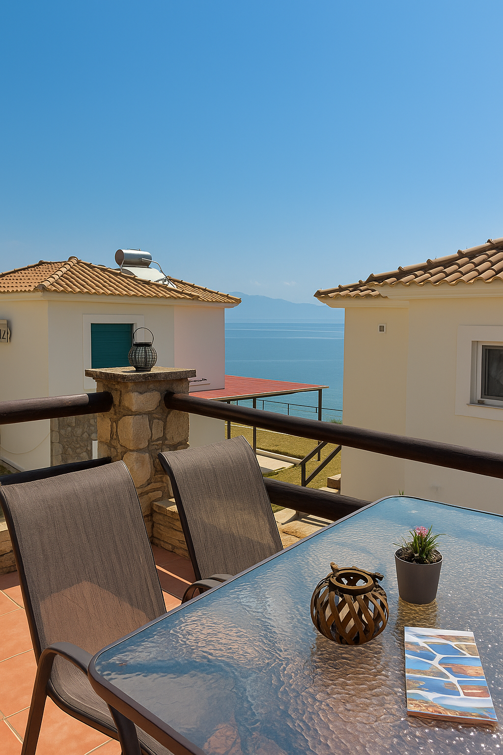 Θέα από το μπαλκόνι με μερική θέα στη θάλασσα στο Panorama Beach Χράνοι Μεσσηνίας