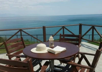 Θέα από το μπαλκόνι στα ενοικιαζόμενα Panorama beach Χράνοι Μεσσηνίας